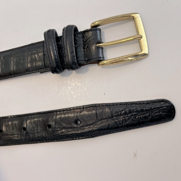 Brighton 32103 Black Embossed Leather  Alligator Men's Belt Size 34 Brass Buckle - Picture 5 of 12